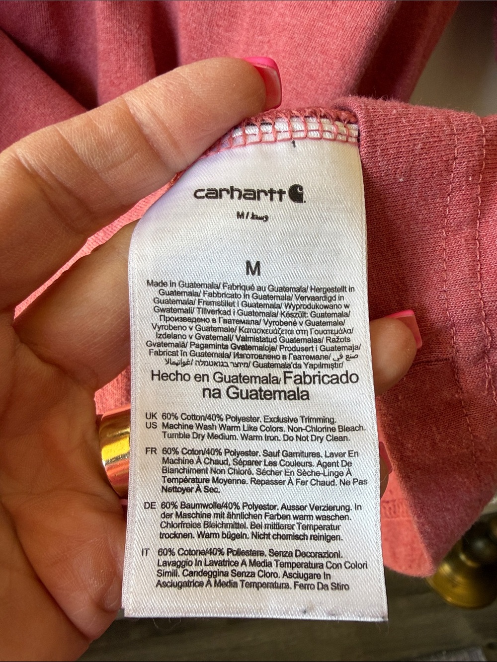 Carhartt Dusty Rose Pocket Tee with Logo Patch - Picture 7 of 8
